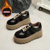 Autumn Sports Platform Casual Board Shoes Leather Classic Retro Versatile Forrest Gump Training Shoes Heightening Dad Shoes Women
