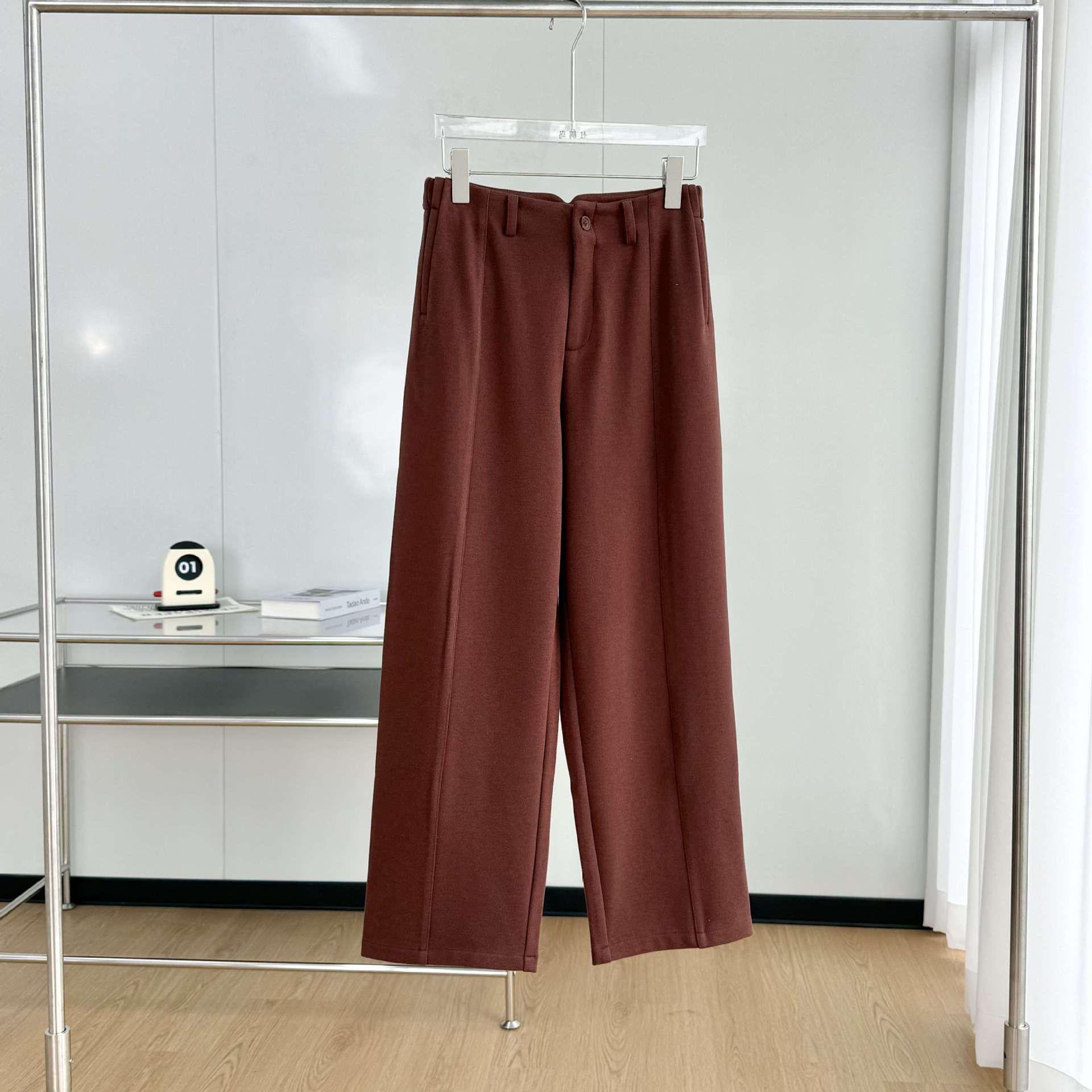

Cozy Wool Mid/High Waist Women s Pants 2025: Narrow-to-Wide Leg, Small V Waist, Nine-Tenths Length 32/4XL