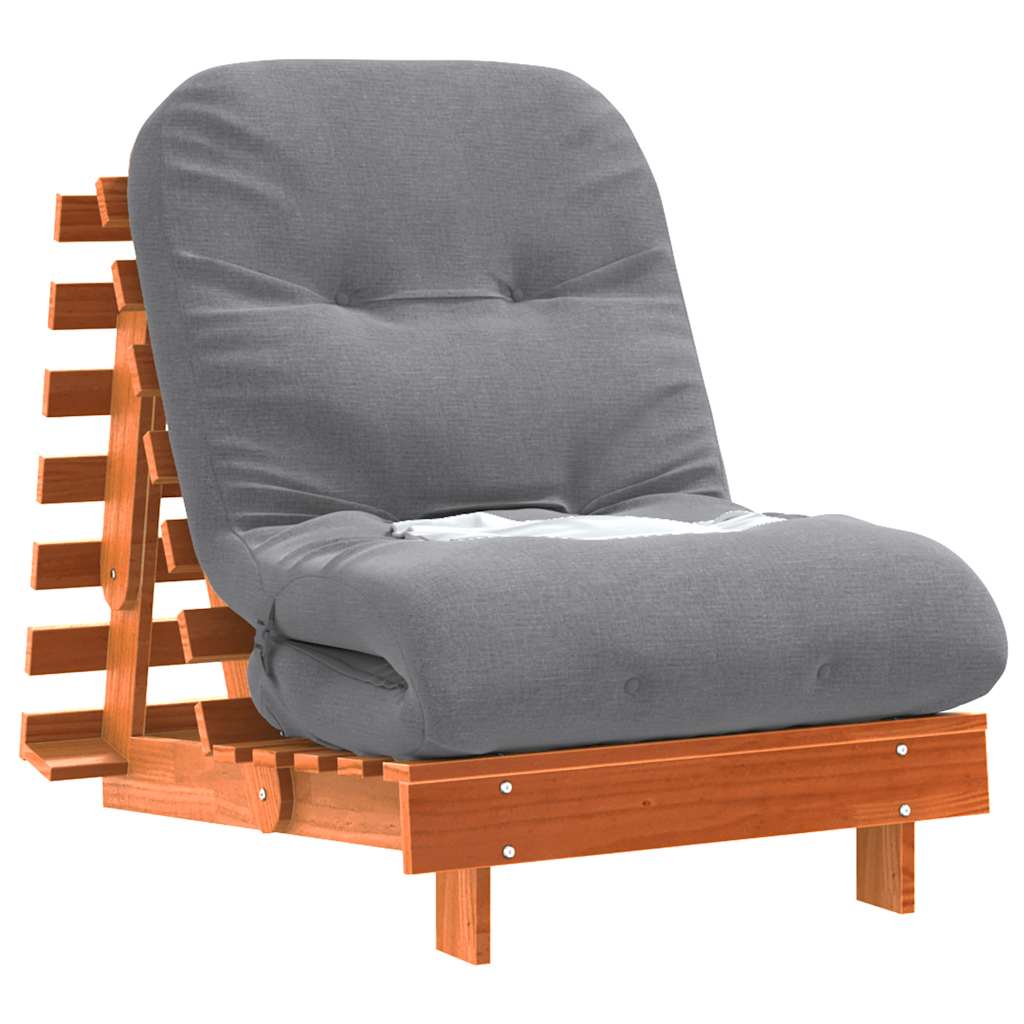 Vidaxl Sofa Rozkładana Futon, Z Materacem, Woskowy Brąz, 70X206X11 Cm