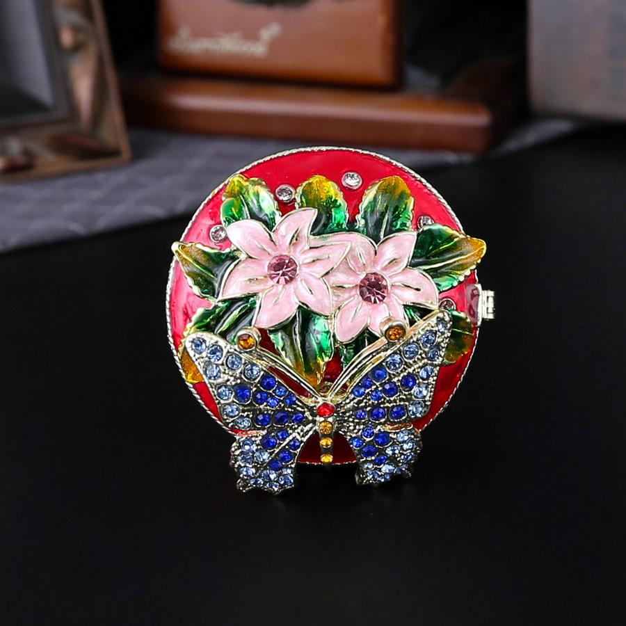 Butterfly Round Enamel Color Jewelry Box Creative Light Luxury Desktop Small Ornament Home Jewelry Flip Home Storage Box