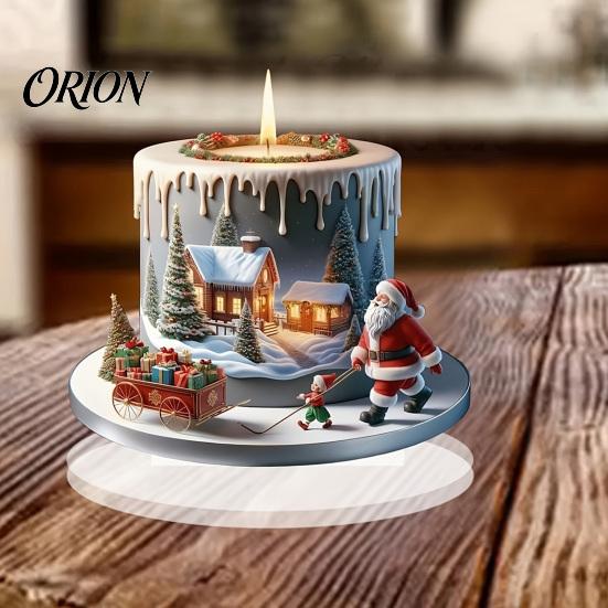 Shatterproof Christmas Ornaments Apple Lollipop 2D Acrylic Figurine, Ornament with Santa Snow Gift for Friends Scene Inside, Tabletop Decor