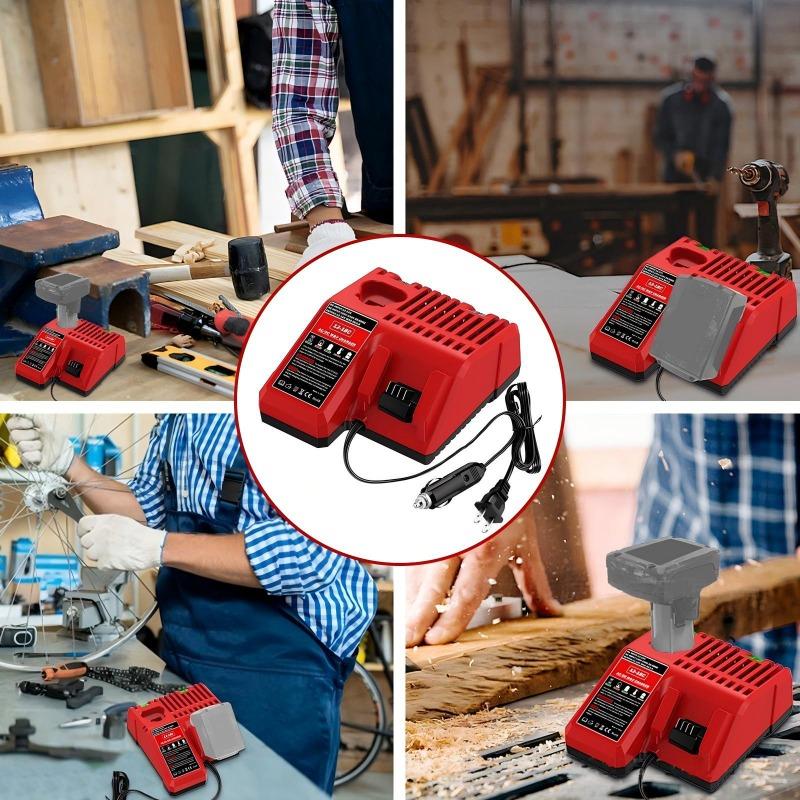 Dual-mode Fast-charging Station with Cigarette Lighter Plug for Milwaukee 12/18V for DL 20/60V Li-ion Batteries for Outdoor Use