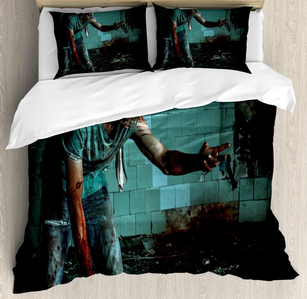 Scary Horror Movie Duvet Cover Set Dark Terror Killer Bloody Bedding Set Horrible Halloween Quilt Cover Single/Double/King Size