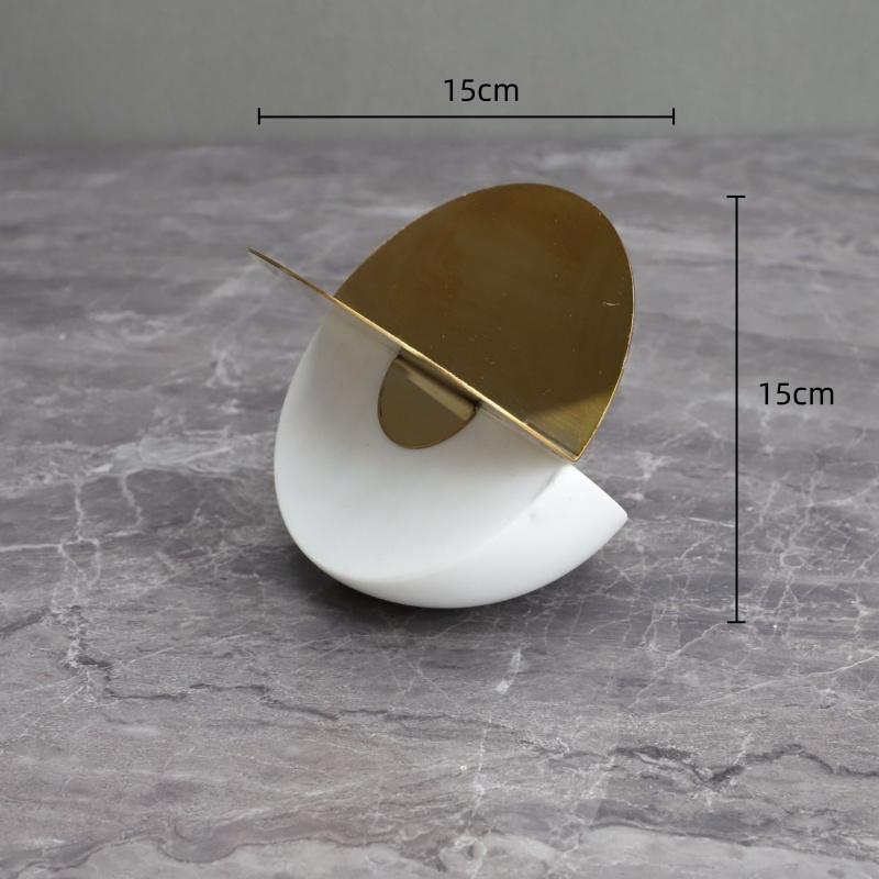 Geometric Crystal Marble Metal Decoration Metal Handicraft Hemicycle Decorative Figurines Home Decoration Accessories