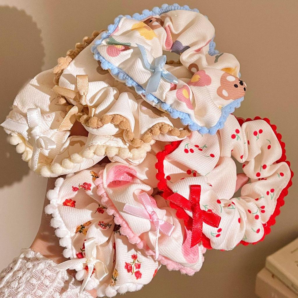 Sweet Cherry Bow Scrunchie - High Elasticity Ponytail Hair Tie