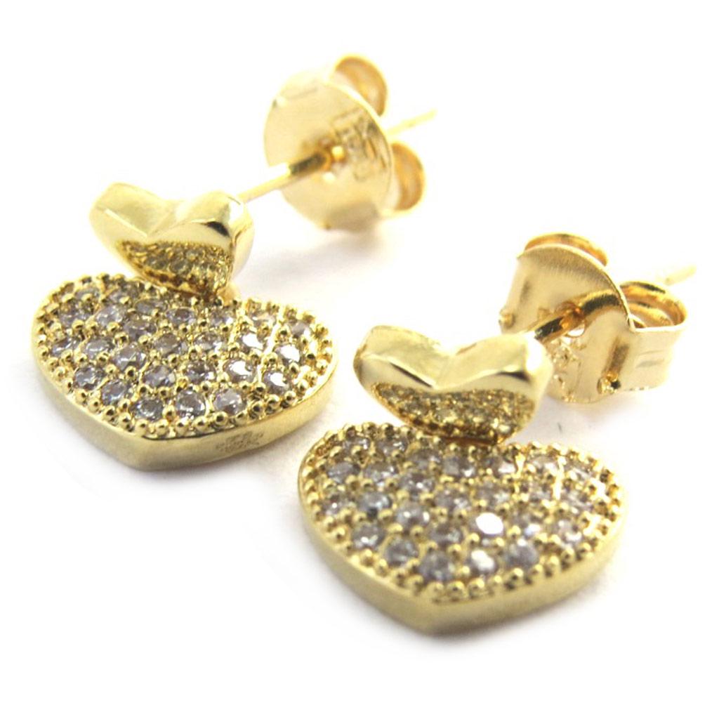 Les Trésors De Lily [M8973] - Gold Plated 'Love' Earrings - 11x9 Mm