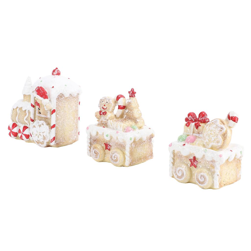 Xmas Train Three Part Resin Creative Cute Fade Resistant Xmas Train Figurine for Decoration