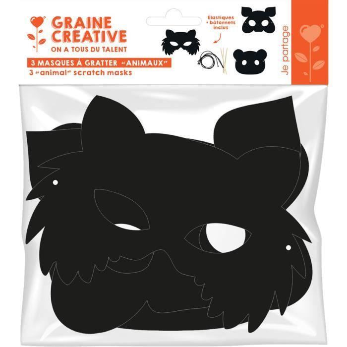 Scratch Masks - ANIMALS 2 - Pack of 3 - White - Fun for Children - Mixed