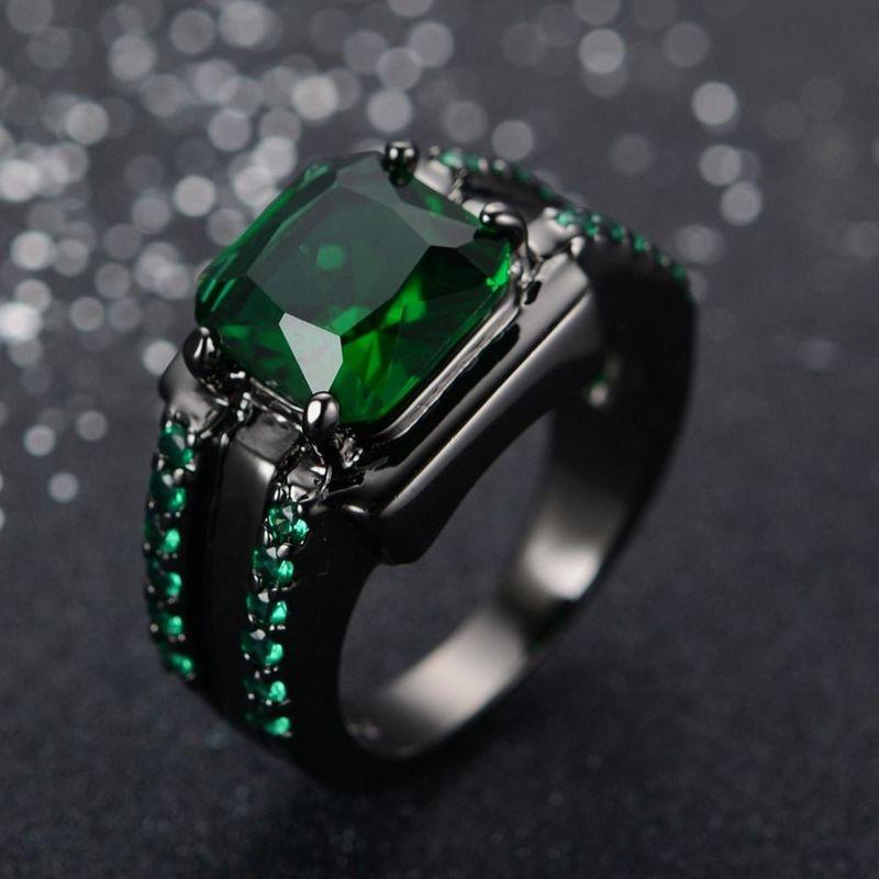 

Luxury Goods Please Place an Order: European and American Style Men s Black Square Diamond-Edged Ring, Men s Jewelry Gift A316 Green Diamond No. 7-Circumference 55mm