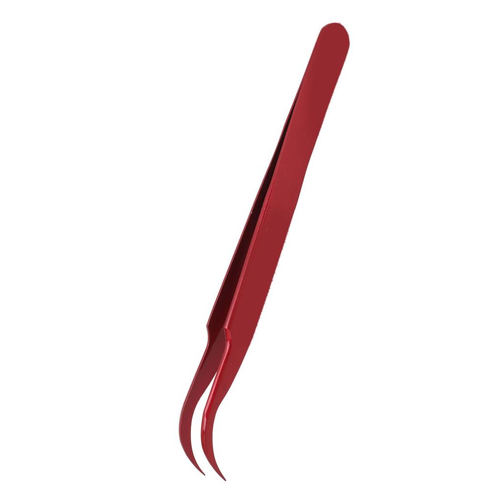 Tweezers Aluminium Alloy Curved Tip Antimagnetic Tool for Electronic Repair Maintenance Red
