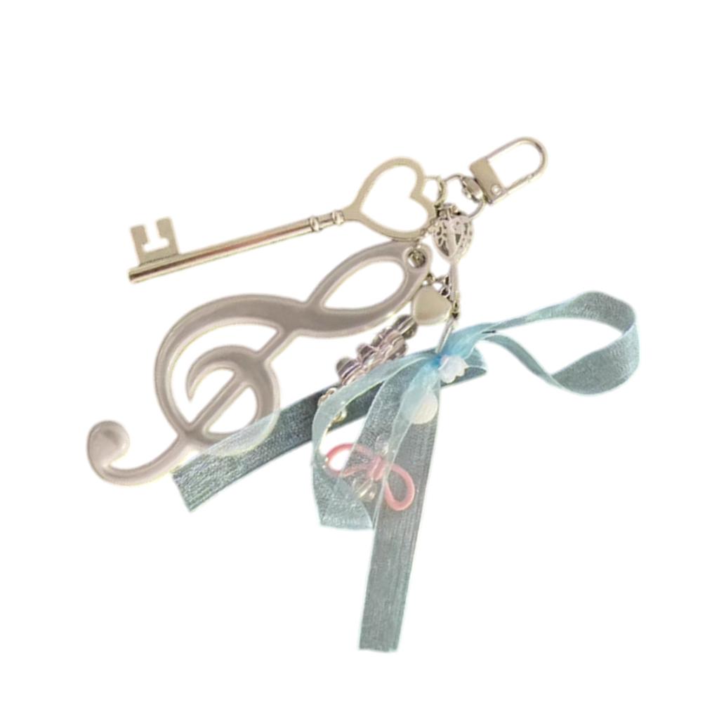 Creative Bowknot Keychain Music Note Pendant Resin Texture Suitable for Music Lovers and Cartoon Enthusiasts Present