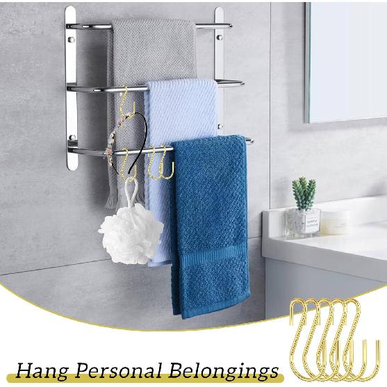 100PCS Gold S Hooks for Hanging,1 Inch Small S Hook, Metal Hanging Hooks Iron Wire Hook Hanger for Hang Jewelry Small Kitchenware Potted Plants Bags