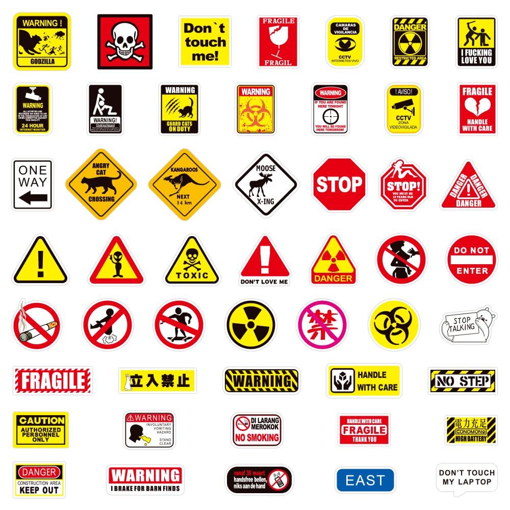 sanyuexiaozai Waterproof Decal for Laptop Motorcycle Snowboard Car Warning Stickers, DIY Decoration, Pack of 100