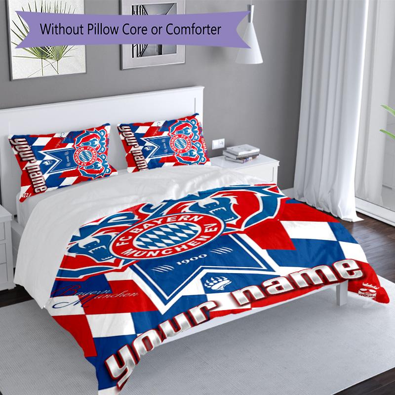 3pcs Custom Name Bayern Munich logo Bedding Set Duvet Cover Closure Includes 1 Duvet Cover&2 Pillowcases for All Seasons Bedroom Decor