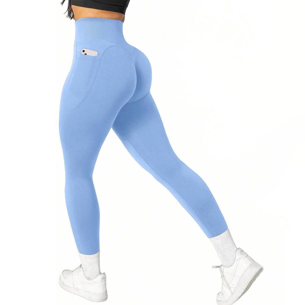 Plus Size High Waist Yoga Pants with Side Pockets - Women's Sports Leggings