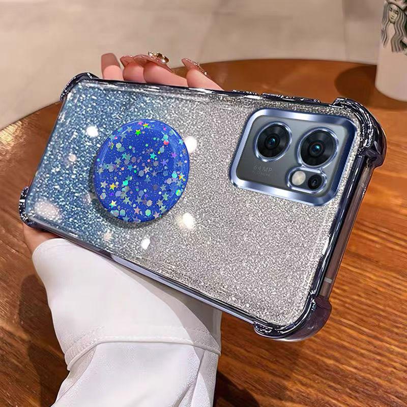 Luxury Shockproof Glitter Holder For Silicone Ring Reno13F Case For OPPO Reno13 F pro Reno7 Z Lite With Holder Stand Cover