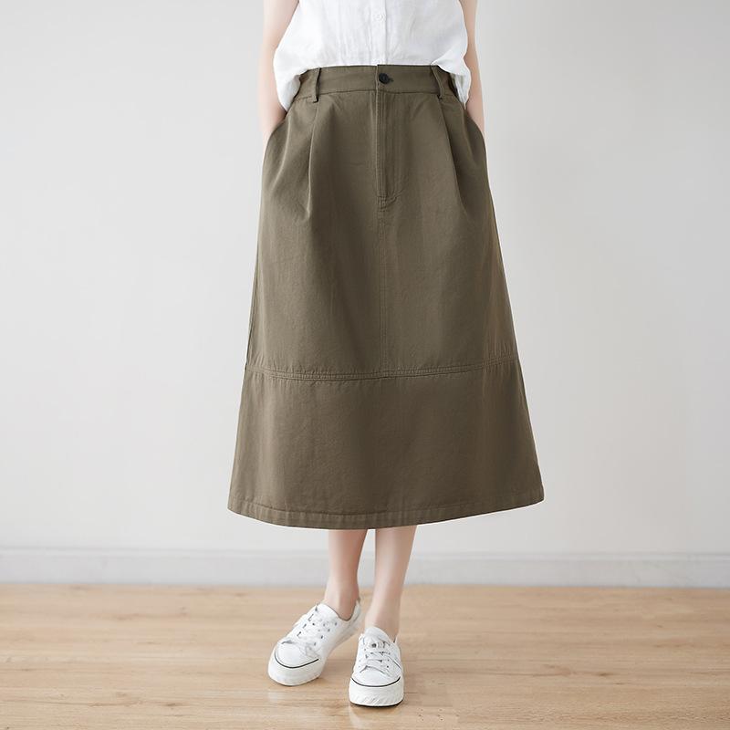 Skirt Women Summer Casual Versatile Elastic High Waist Loose Skirt Oversize Stretchy Cotton Dresses