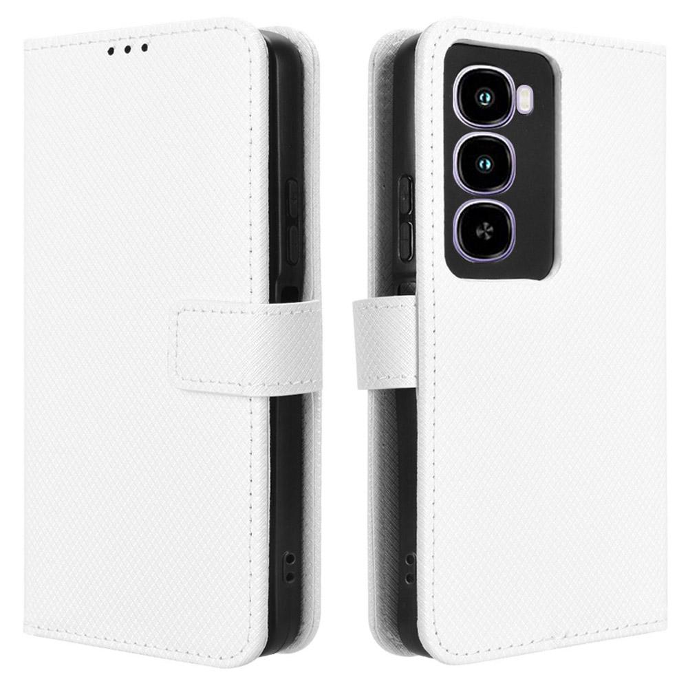 For itel City 100 4G Leather Wallet Case with Strap Diamond Texture Phone Cover