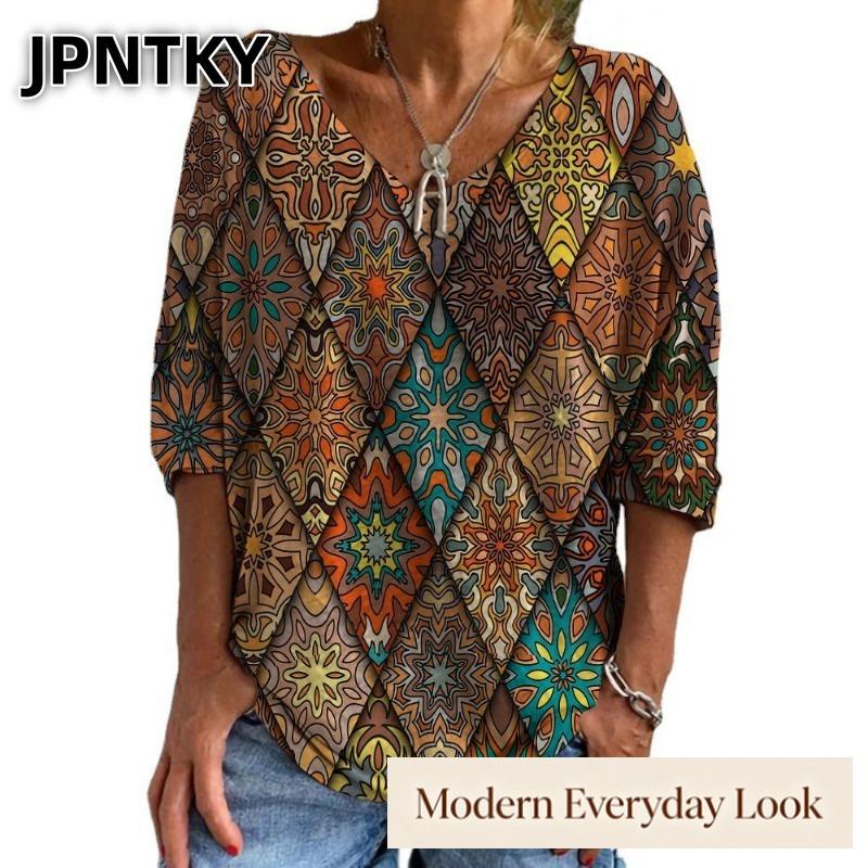 JPNTKY Women's Fashion Casual Long Sleeve O-Neck Blouses & Shirts