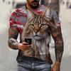 Summer Men's Summer Men's Casual T-shirt 3d Printed Lynx Bobcat Print Unisex Short-sleeved Fashion Trend Home Wear