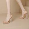 Korean Version Sexy Fashion Transparent High Heels 2024 Summer New Straight Buckle Ultrahigh Heel Thick Heel Women's Sandals