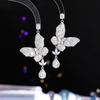 Damen Leichter Luxus Design Elegante Eingelegte Zirkon Lange Schmetterlings-Ohrringe Modische Und Vielseitige Nischendesign-Ohrringe