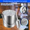 2L Ice Bucket with Handle Double Wall Insulated Ice Buckets Container Stainless Steel Ice Cube Bucket for Cocktail Bar Parties