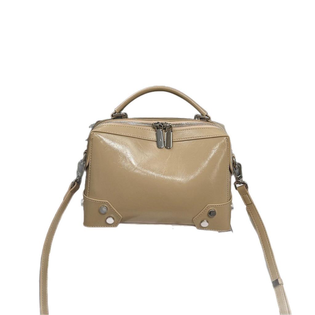 Cowhide Shoulder Women's Bag Versatile Messenger Women's Simple Shopping Bag Large Capacity Practical Solid Color Leather