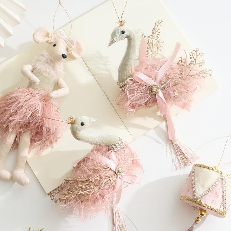 Christmas Tree Decorations Velvety Fabric Foam Bird Hanging Ornament For Mantels Window Display Holiday Tree Decoration