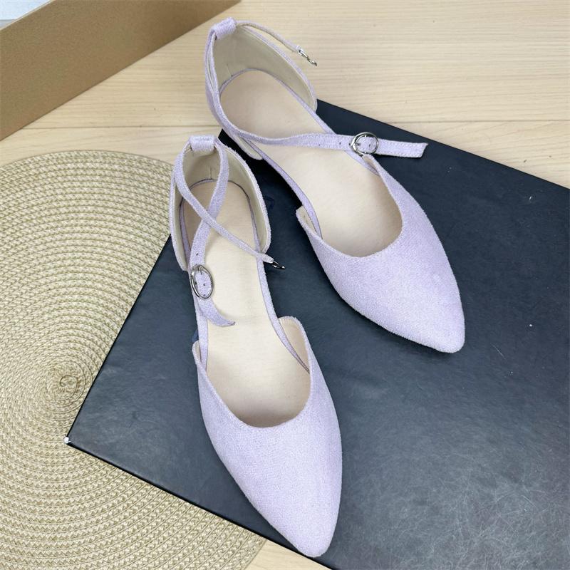 Fashion Flat Shoes for Women's Spring and Autumn Plus Size Pointed Sandals Women's 41-43 French Work Shoes Ladies Loafers Women