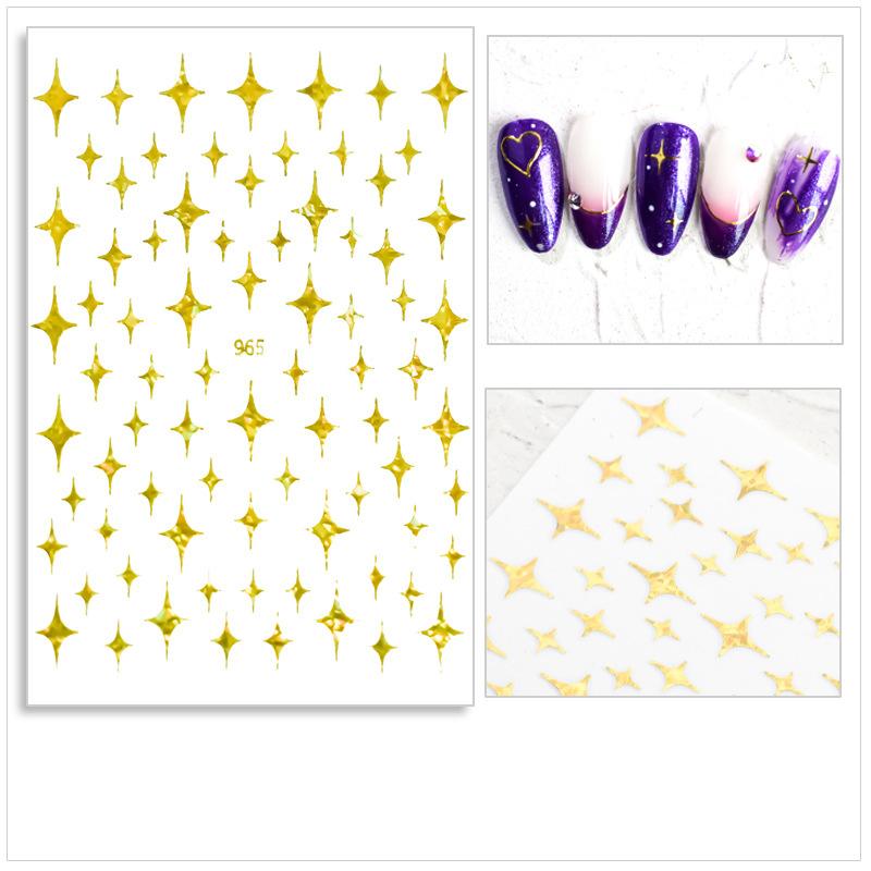 Meteor Nail Sticker 3D Adhesive Sticker Laser Gold and Silver Black and White Nail Sticker DIY Applique