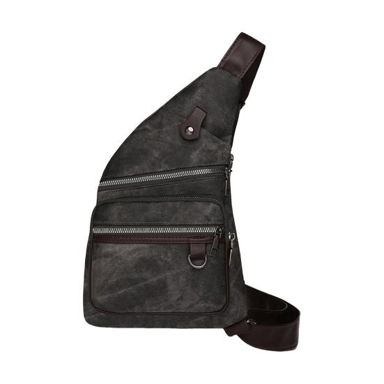 

Нагрудная сумка из искусственной кожи с регулируемым ремнем, унисекс, сумка для кражи, ретро, ​​анти-путешественная сумка с несколькими карманами сбоку чёрный