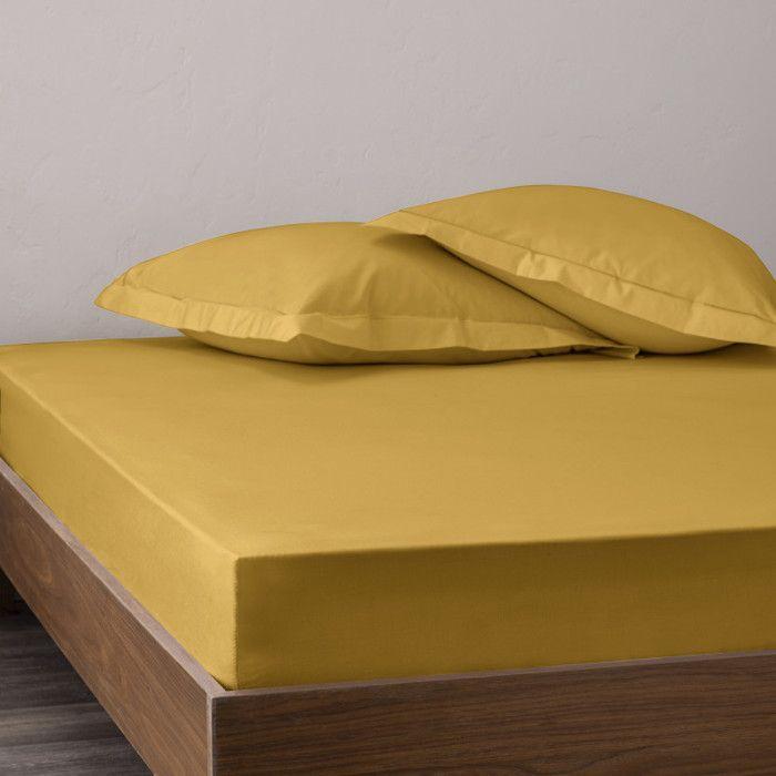 "Julian" Percale Fitted Sheet with 35 Cm Depth All Sizes Pure Cotton - Julian Mango - 160 X 200 Cm 35 Cm Depth