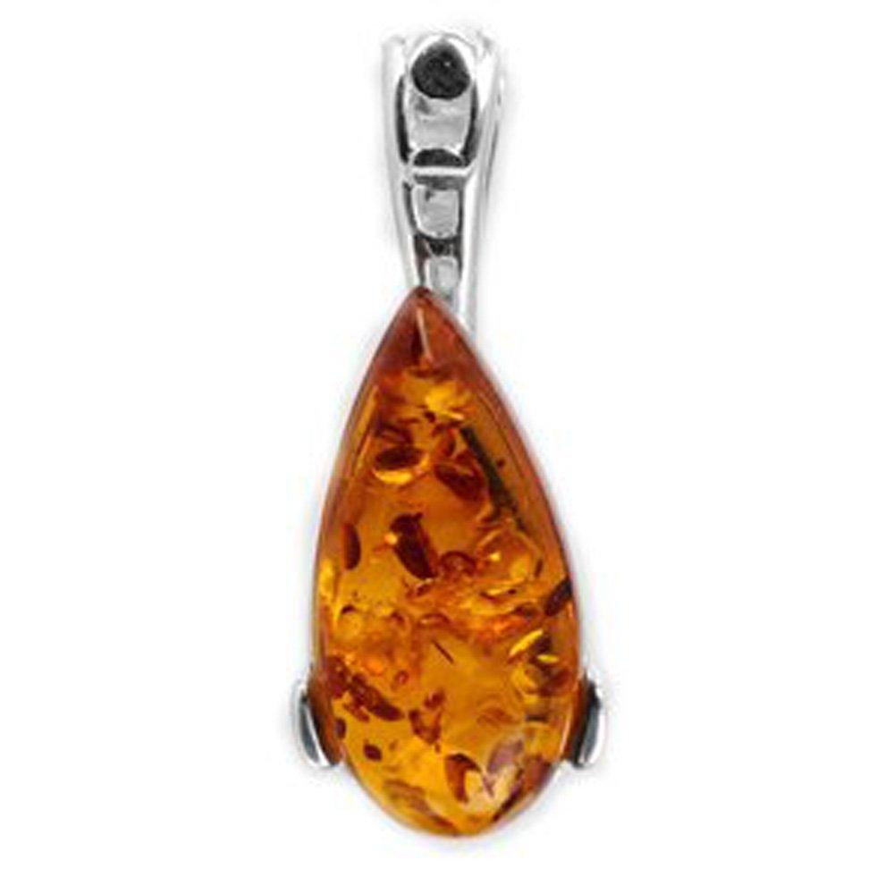 Baltic Honey Amber Sterling Silver Drop Pendant