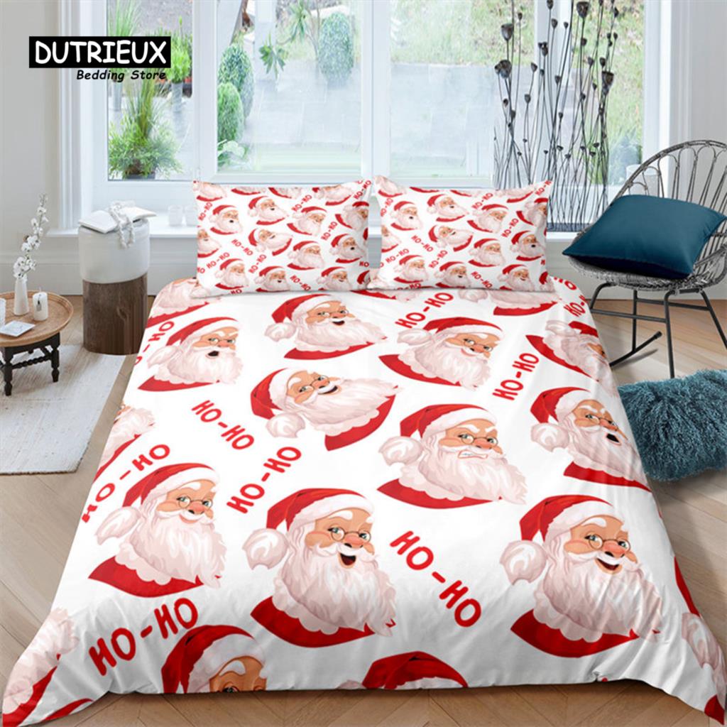 Cartoon Santa Claus Bedding Set King Queen Size Microfiber Christmas Dogs 3D Print Duvet Cover For Kids Pillowcases Home Textile