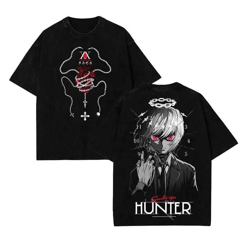 Hunter x Hunter Kurapika Bedrucktes T-Shirt Herren Damen Gewaschenes Baumwoll-T-Shirt Manga Vintage T-Shirt Harajuku Männliches Kurzarm-T-Shirt