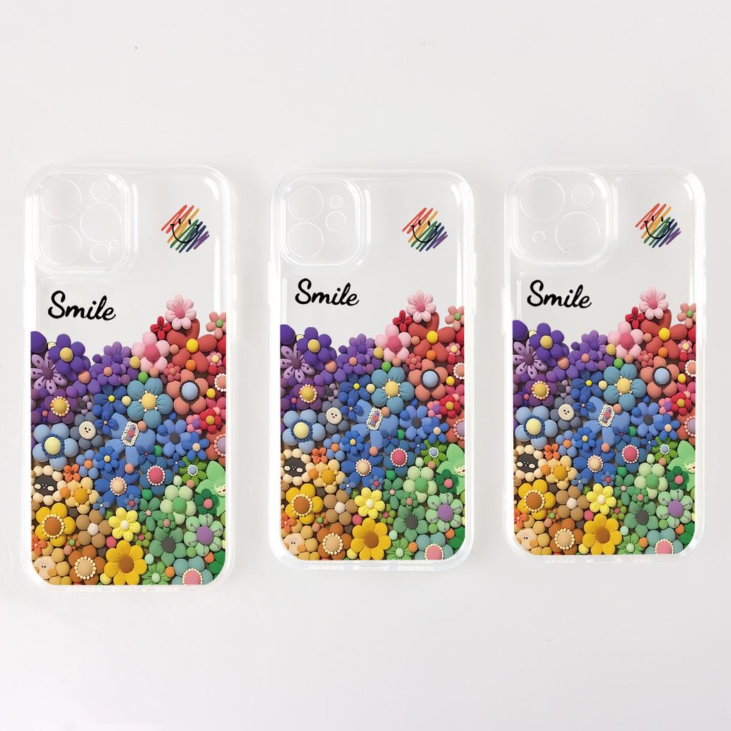 Custodia per iPhone 15 14 13 12 11 XSM XR X 7 8 Plus Fiore Cielo Ins Custodia per Telefono Protezione Completa Custodia Trasparente Copertura Morbida