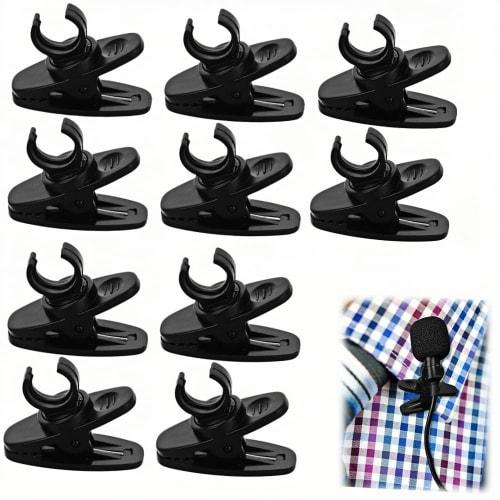 10-Piece C-Shaped Lavalier Microphone Clips, Mini Microphone Clips for Shirt Lapel Microphones, Recording, Earphone Cable Clips, 8.5mm Inner Diameter