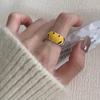 Stylish Korean Yellow Smiley Face Ring For Women Adjustable Geometric Design Fashionable