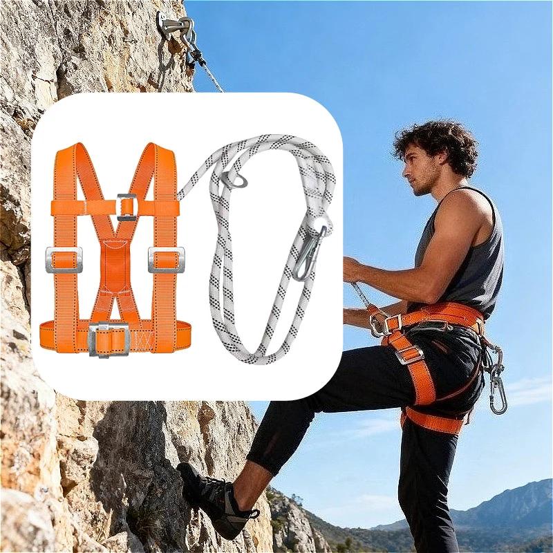 Five-Point Safety Harness Aerial Worker Outdoor Construction Protection Waist Belts Safety Belt Rescue with Survival Rope Hook