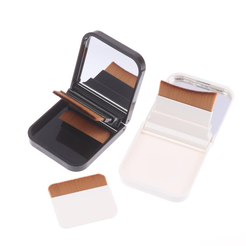 Portable Traceless Soft Flat Foundation Brush Set Ultra-Thin With Built-In Mirror One-Character Design Flawless Base Makeup