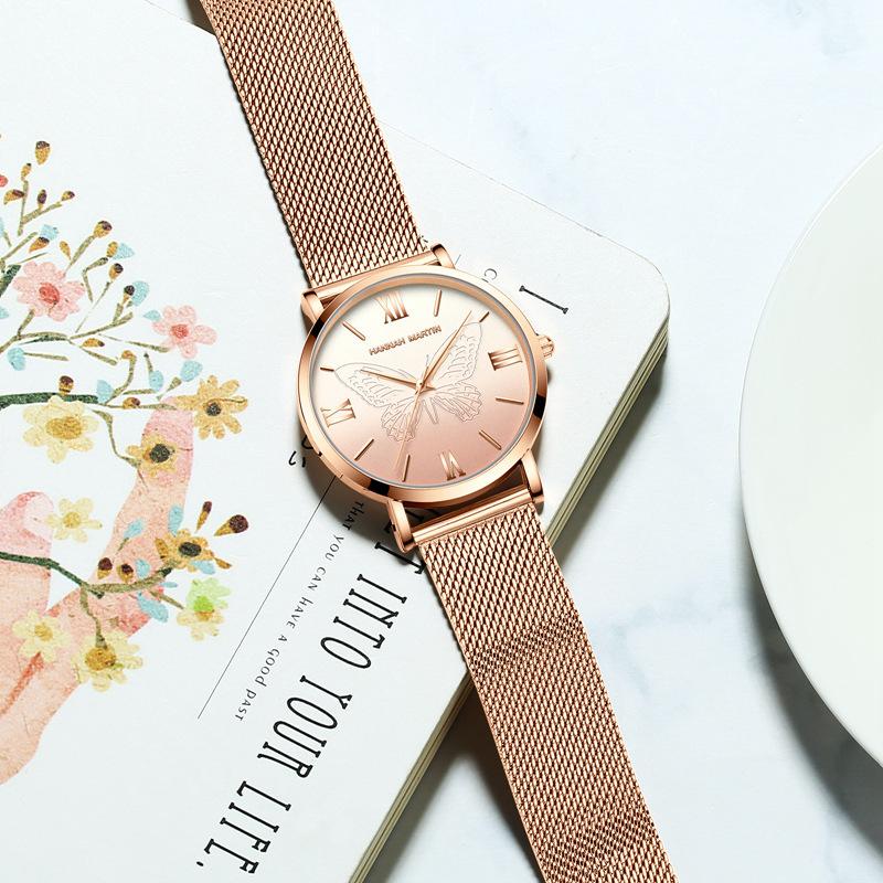 Girl 3D Carved Butterfly Women'S Watch Simple Business Ladies Casual Waterproof Quartz Watch