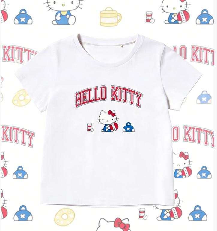 

Sanrio 2026 Лето Комикс Форма Хелло Китти Изображение 100% Хлопок Повседневная Футболка Взрослый Дети Родитель-Ребенок Топ Домашняя Одежда Y2k S