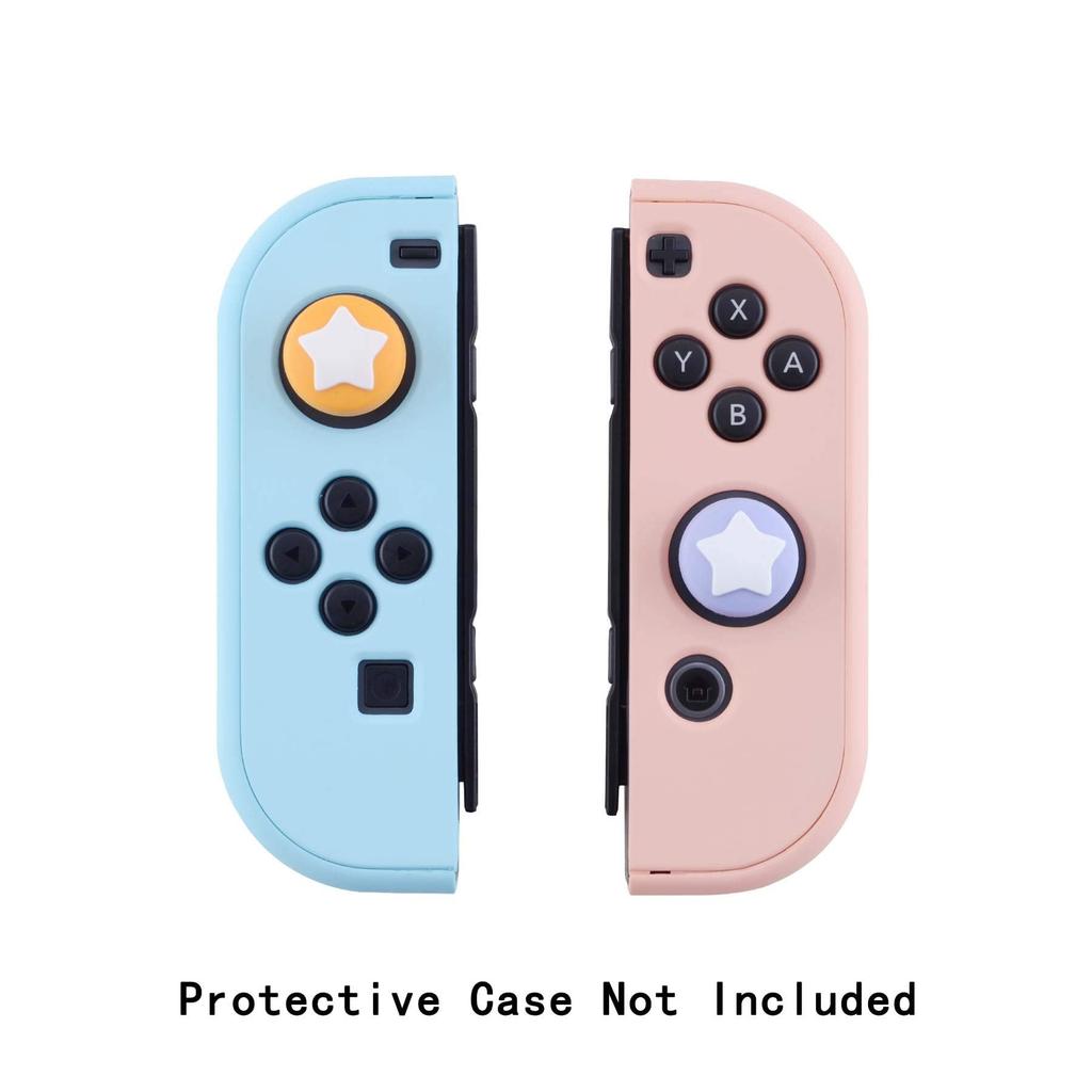 eXtremeRate PlayVital Cute Switch Thumb Grip Compatible with Nintendo Switch and OLED Thumbstick Cap Covers Violet Star-Shaped Caps, Switch, Lite,