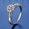 925 Sterling Silver Moissanite Love Ring, PT950 White Gold Plated, Colorfast Luxury Women's Band