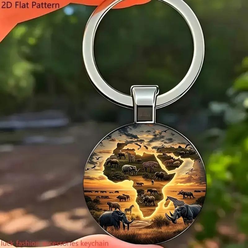 African Wildlife Keychain Collection Featuring Multiple Animal Designs Lions Elephant Giraffe Symbolic of Savannah Theme