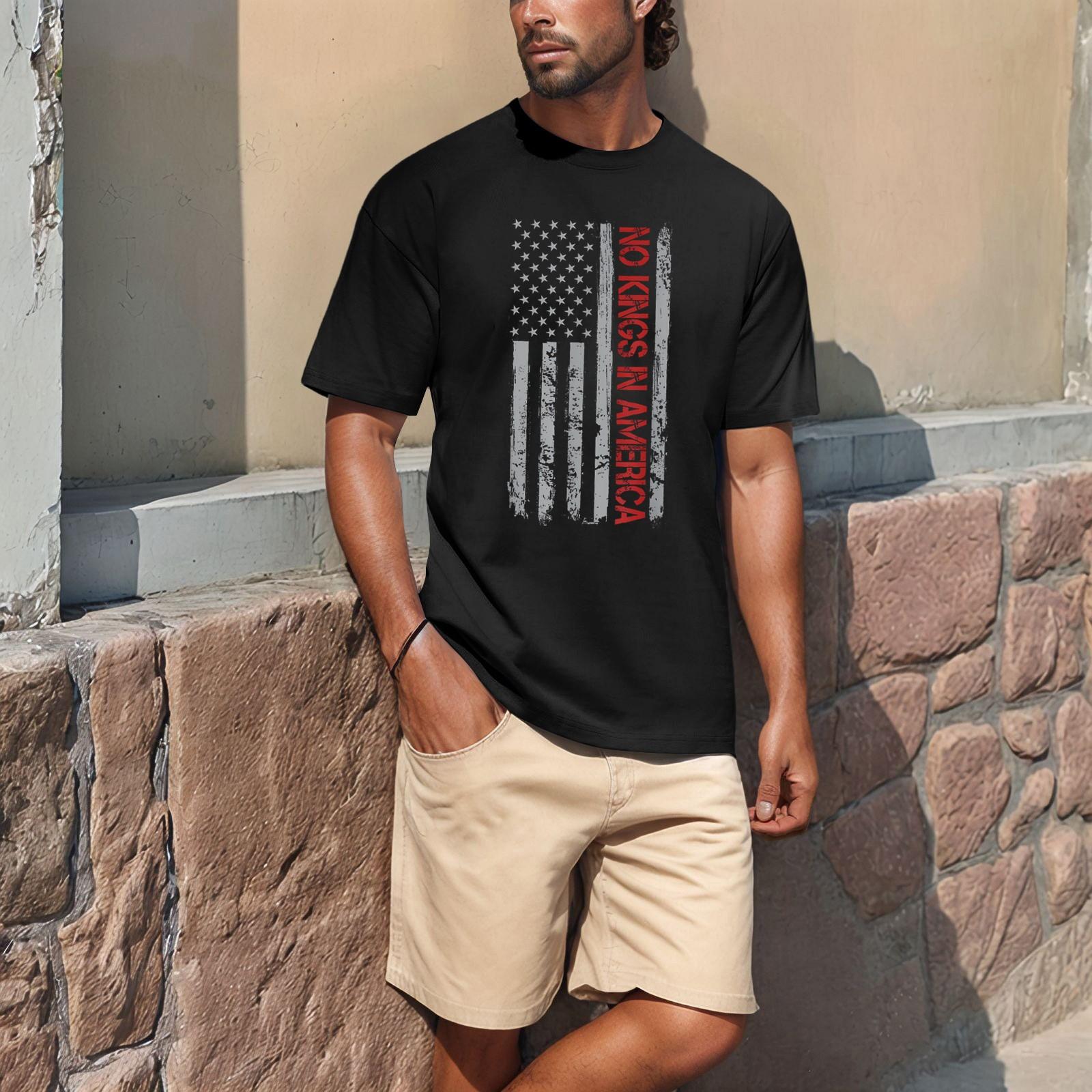 

Летняя мужская популярная футболка с круглым вырезом и коротким рукавом с принтом M чёрный