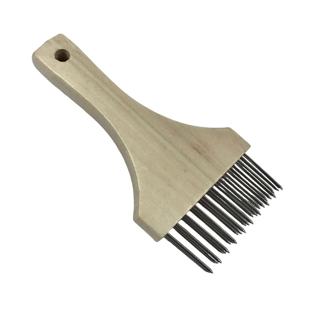 Practical Meat Tenderizer Tool with Stainless Steel Pin Wood Handle for Beef Chicken Steak Food Processing