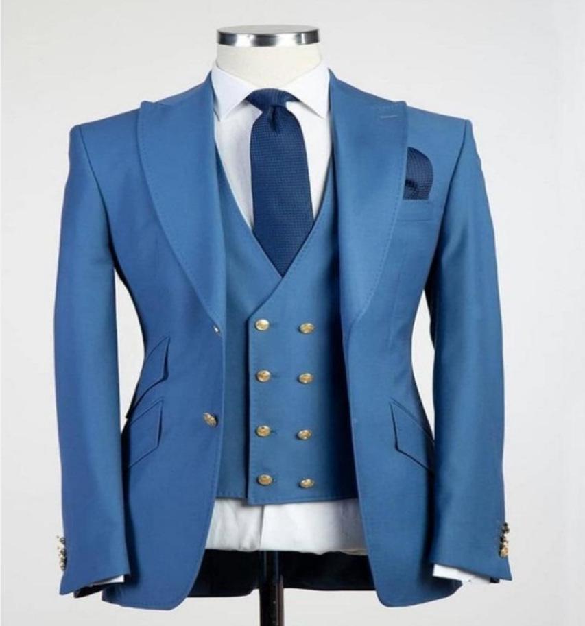 Men's European and American Slim-Fit Double-Breasted Suits: Professional and Wedding Three-Piece Sets