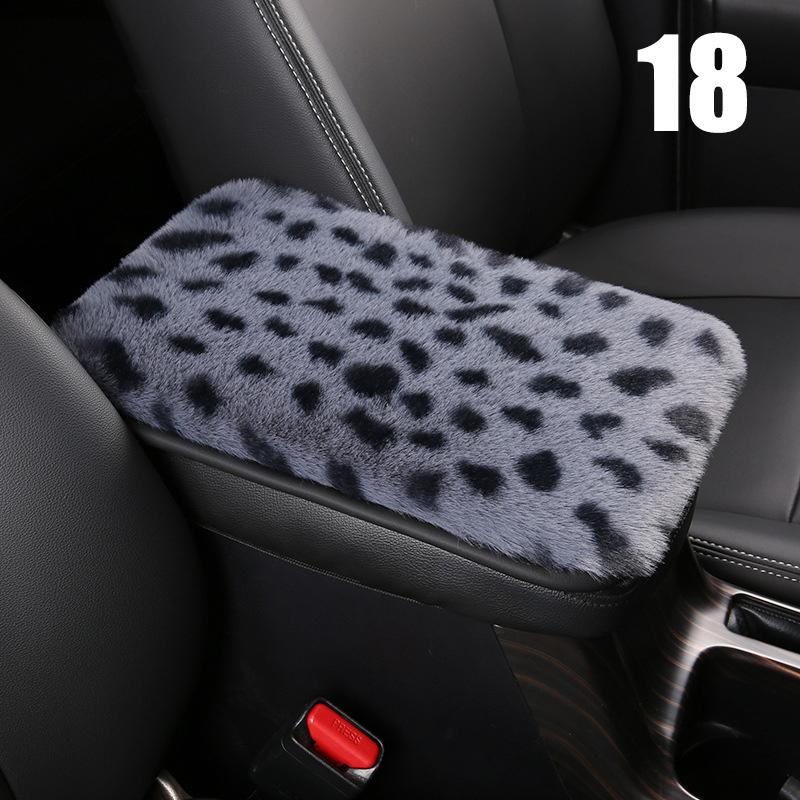 3 Stück/Set Winter Leopard Muster Plüsch Auto Lenkradbezug Schalthebelbezug Handbremsbezug Auto Schutzpolster Innenraum